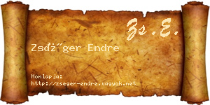 Zséger Endre névjegykártya
